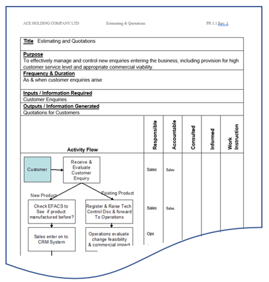Procedure document format
