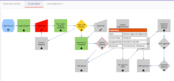 Process flow view with detail