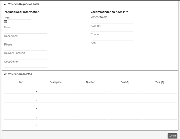 form used in workflow